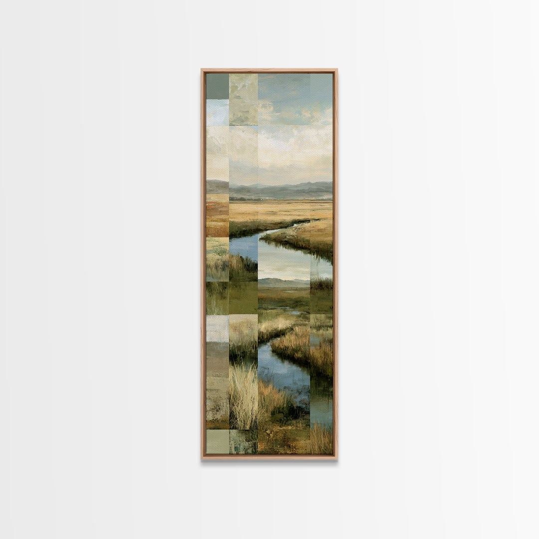 Bohemian Patchwork Landscape Canvas Print, Eclectic Art, Unique Wall Art, Living Room Decor, Fine Art, Eclectic, Home Decor, ECL-1x3-60