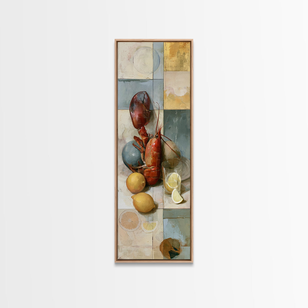 Unexpected Lobster and Lemons Still Life Canvas Print, Eclectic Art, Art, Living Room Decor, Fine Art, Eclectic, Large Wall Art, ECL-1x3-78