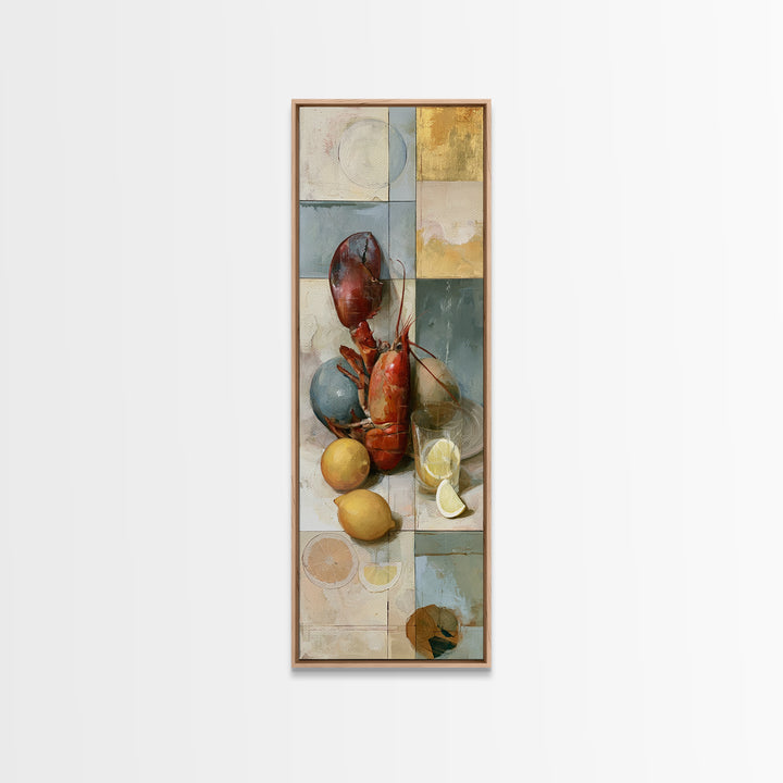 Unexpected Lobster and Lemons Still Life Canvas Print, Eclectic Art, Art, Living Room Decor, Fine Art, Eclectic, Large Wall Art, ECL-1x3-78