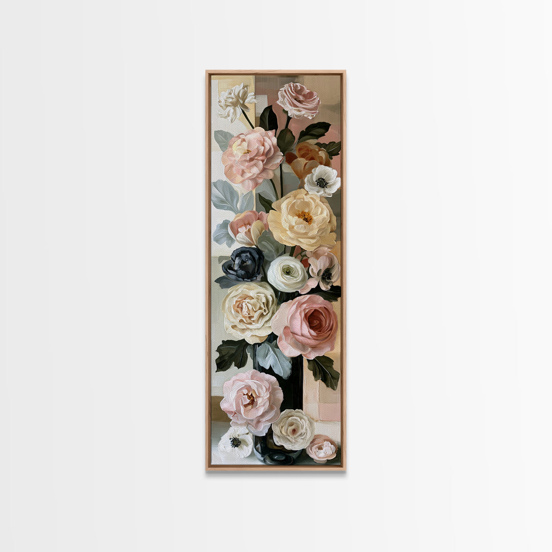 Retro Futurist Vase of Flowers Canvas Print, Eclectic Art, Living Room Decor, Watercolor Art, Eclectic, Abstract Art, ECL-1x3-94