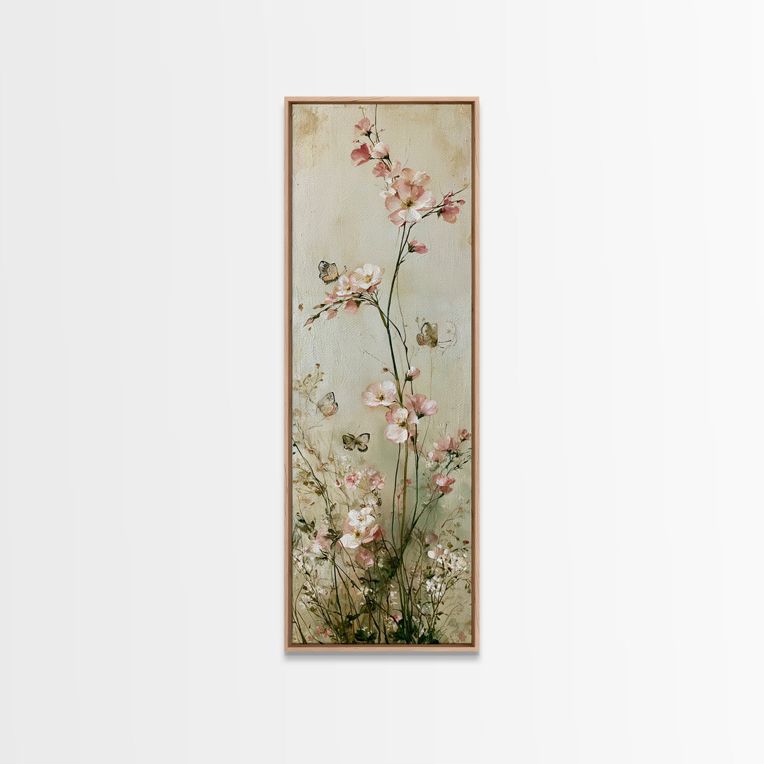 Botanical Collage with Butterflies and Old Paper Canvas Print, Eclectic Art, Printable, Living Room Decor, Fine Art, Eclectic, ECL-1x3-97