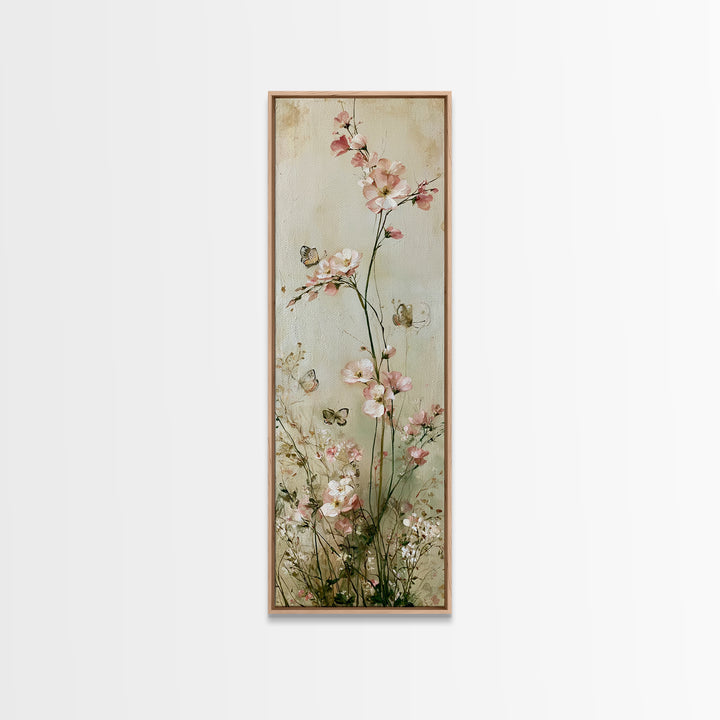 Botanical Collage with Butterflies and Old Paper Canvas Print, Eclectic Art, Printable, Living Room Decor, Fine Art, Eclectic, ECL-1x3-97