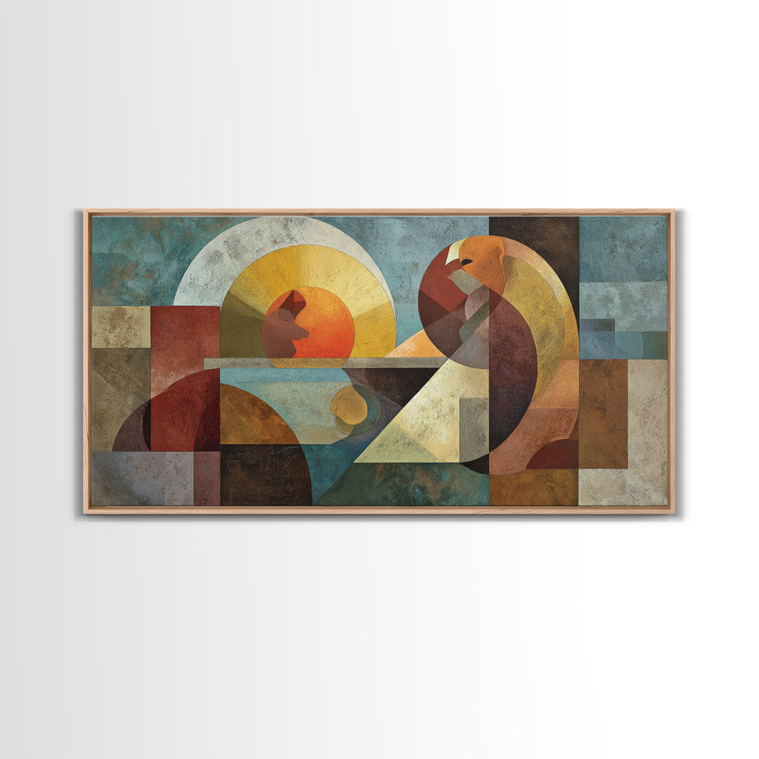 Playful Checkerboard Landscape Framed Canvas Print, Eclectic Art, Printable Art, Living Room Decor, Fine Art, Eclectic, ECL-2x1-29