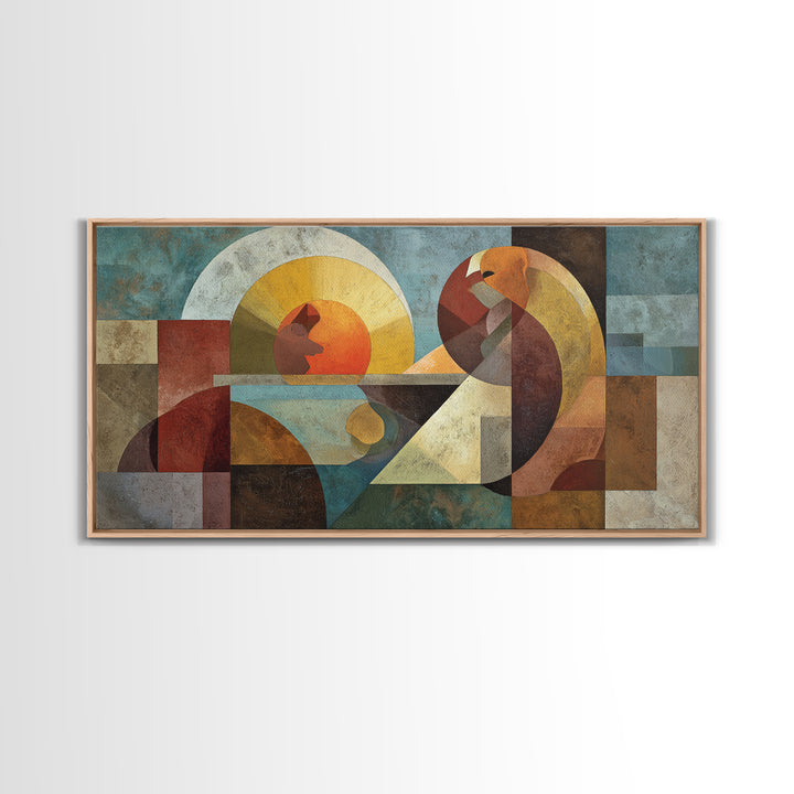 Playful Checkerboard Landscape Framed Canvas Print, Eclectic Art, Printable Art, Living Room Decor, Fine Art, Eclectic, ECL-2x1-29