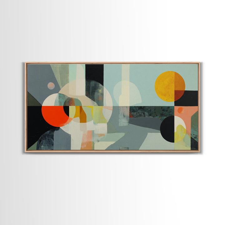 Geometric Sun and Hand Motif Framed Canvas Print, Eclectic Art, Digital Prints, Living Room Decor, Abstract Art, Eclectic, ECL-2x1-35
