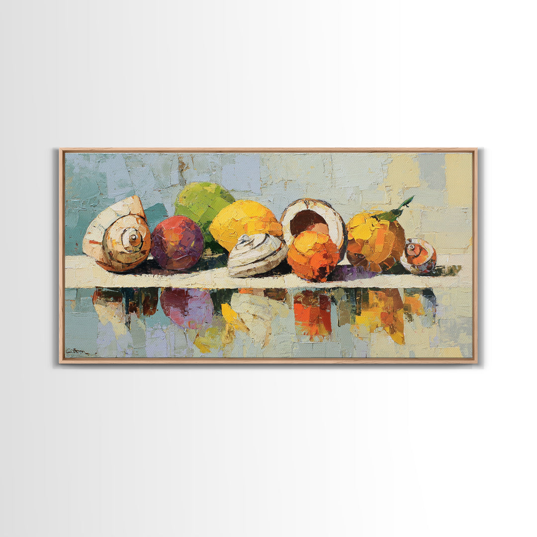 Unexpected Lobster and Lemons Still Life Framed Canvas Print, Eclectic Art, Living Room Decor, Watercolor Art, Eclectic, ECL-2x1-38