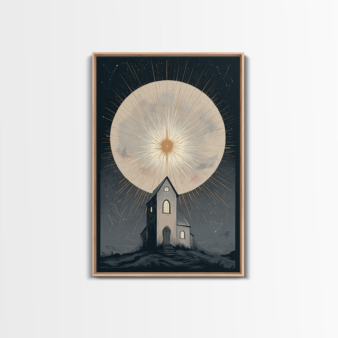 Folk Art House Canvas Print, Eclectic Art, Digital Print, Living Room Decor, Eclectic, Fine Art Print, Statement Artwork, ECL-2x3-15