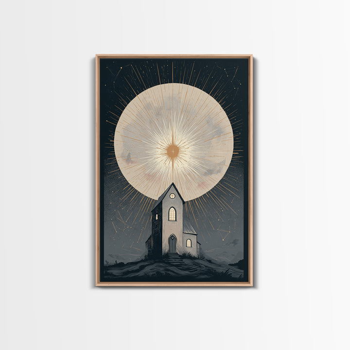Folk Art House Canvas Print, Eclectic Art, Digital Print, Living Room Decor, Eclectic, Fine Art Print, Statement Artwork, ECL-2x3-15
