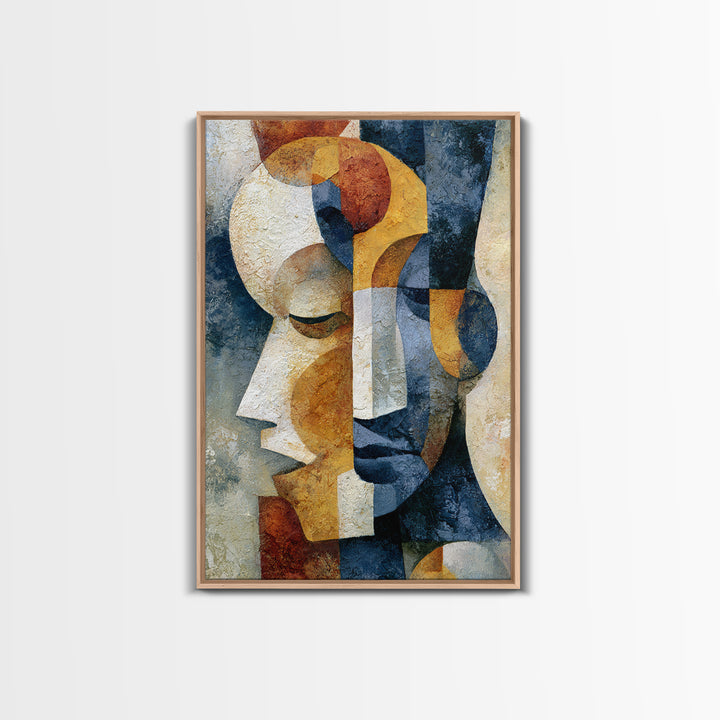 Abstract Mask with Playful Textures Framed Canvas Print, Eclectic Art, Boho, Living Room Decor, Abstract Art, Eclectic, ECL-2x3-4
