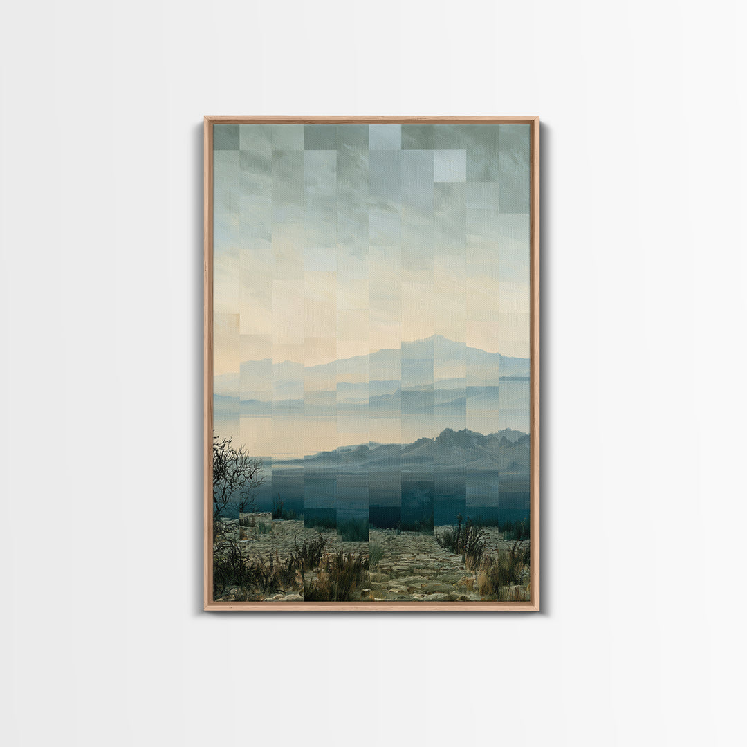 Playful Checkerboard Landscape Framed Canvas Print, Eclectic Art, Dopamine Decor, Living Room Decor, Fine Art, Eclectic, ECL-2x3-41