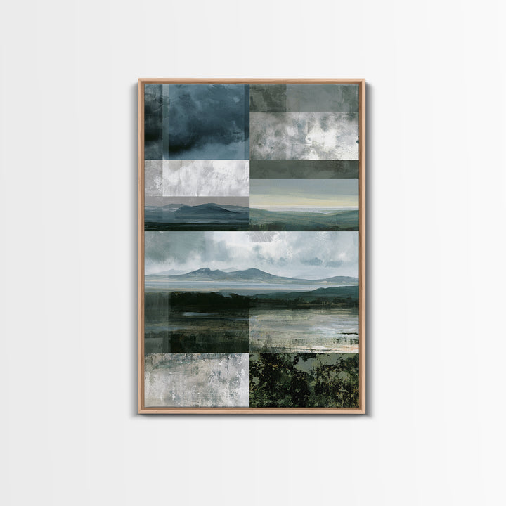 Bohemian Patchwork Landscape Framed Canvas Print, Eclectic Art, Room Decor, Living Room Decor, Fine Art, Eclectic, Artwork, ECL-2x3-8