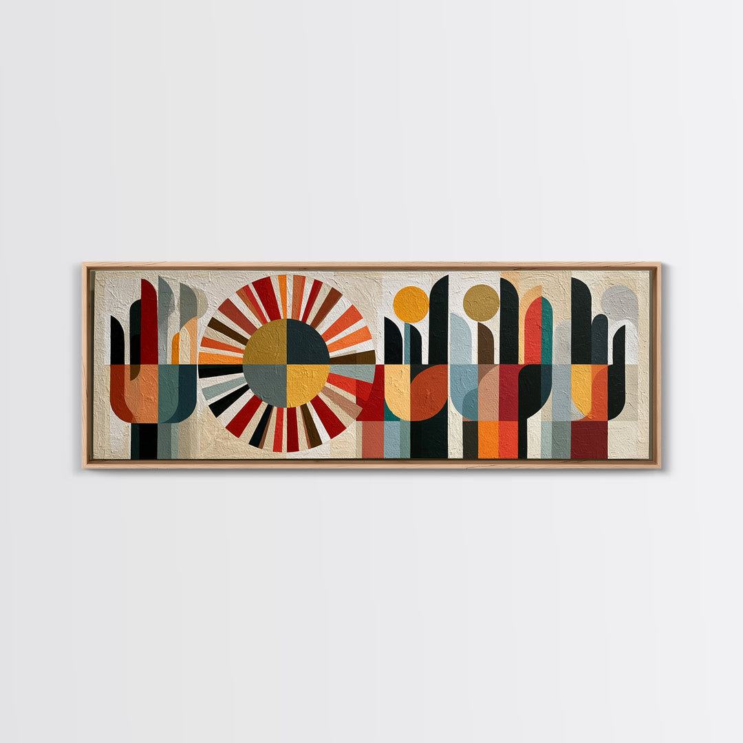 Geometric Sun and Hand Motif Canvas Print, Eclectic Art, Room Decor, Living Room Decor, Eclectic, Artwork, Original Art, ECL-3x1-31