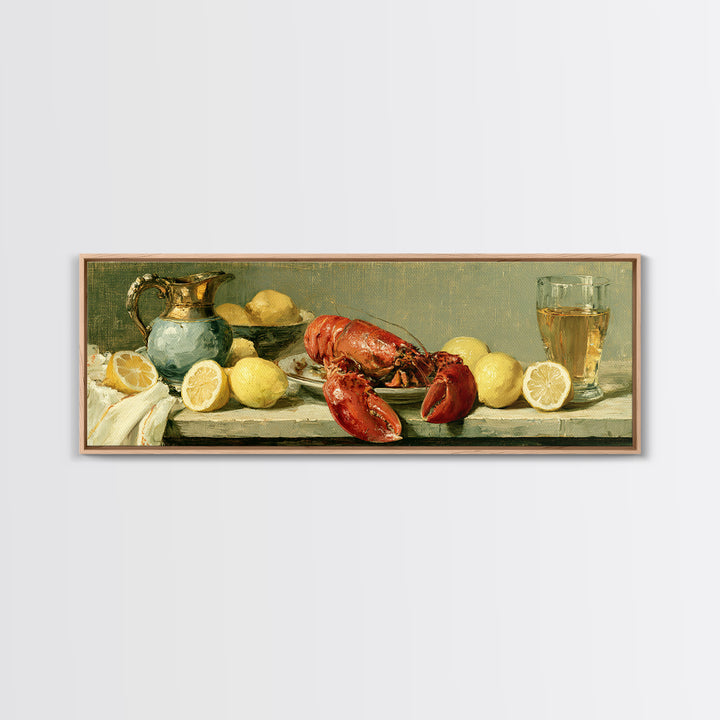 Unexpected Lobster and Lemons Still Life Canvas Print, Eclectic Art, Digital Print, Living Room Decor, Abstract Art, Eclectic, ECL-3x1-34