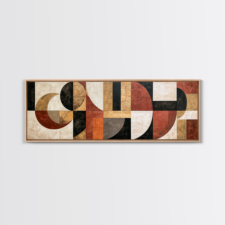 Abstract Shapes Layered Framed Canvas Print, Eclectic Art, Statement Artwork, Living Room Decor, Abstract Art, Eclectic, ECL-3x1-44