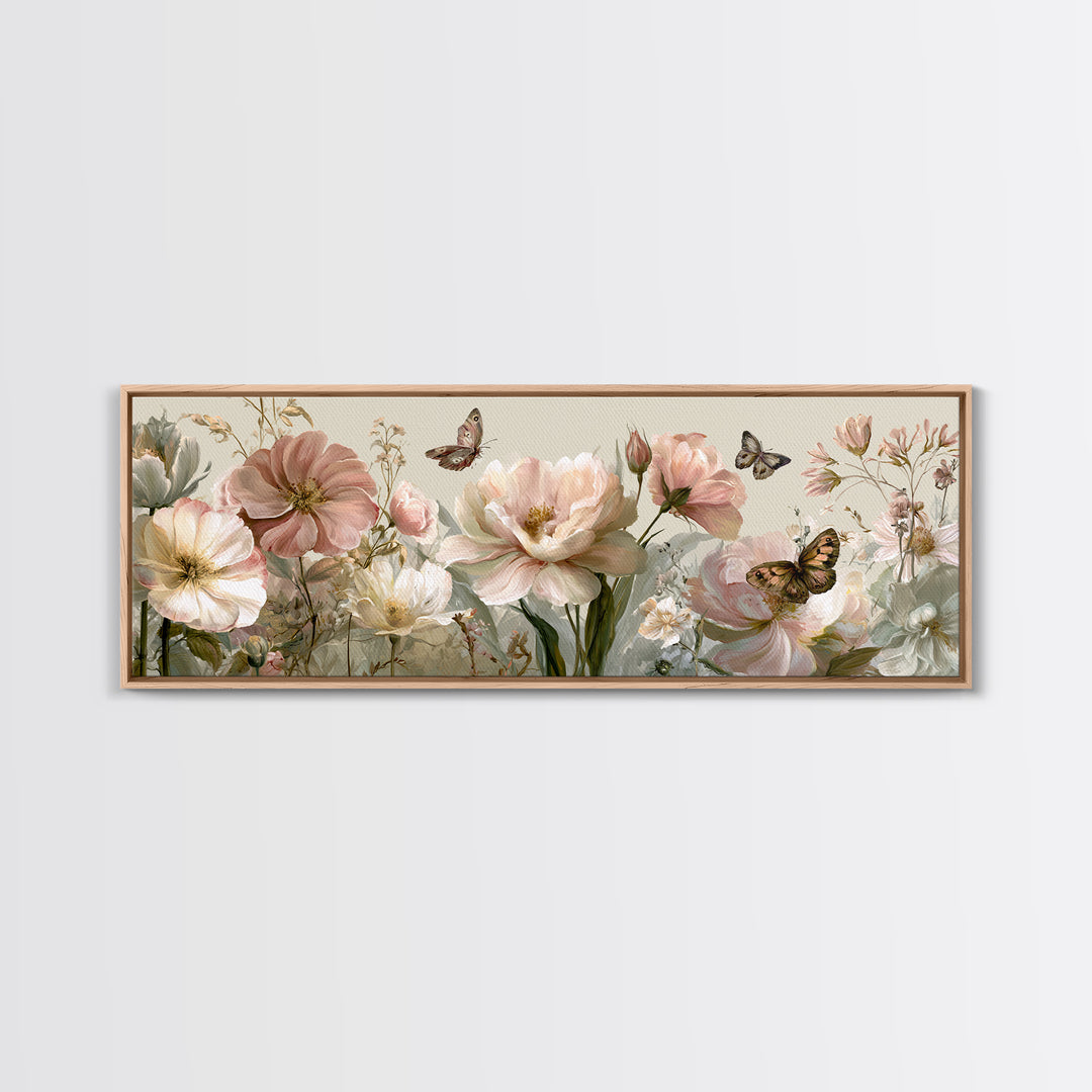 Botanical Collage with Butterflies and Old Paper Canvas Print, Eclectic Art, Contemporary Art, Living Room Decor, Eclectic, ECL-3x1-53
