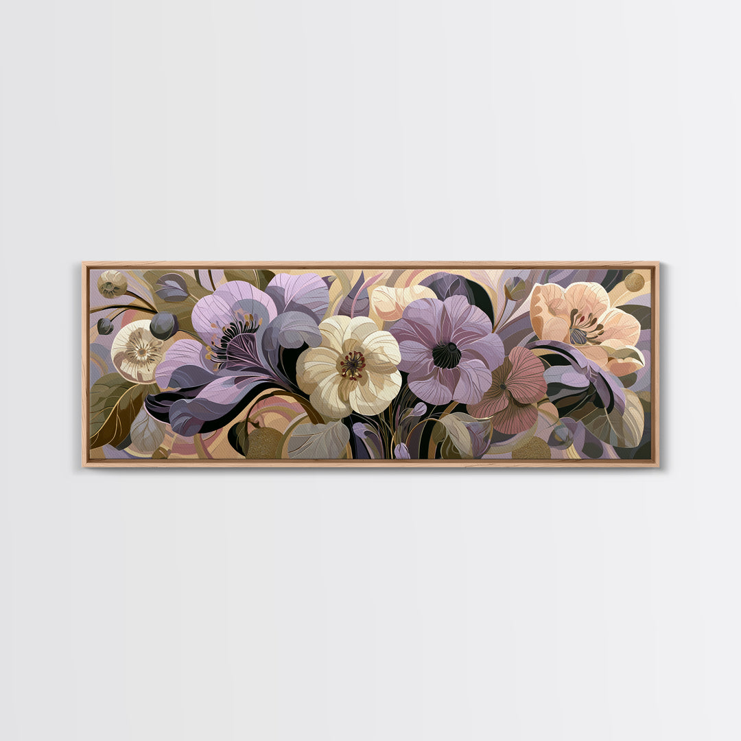 Retro Futurist Vase of Flowers Framed Canvas Print, Eclectic Art, Gallery Decor, Living Room Decor, Fine Art, Eclectic, ECL-3x1-74