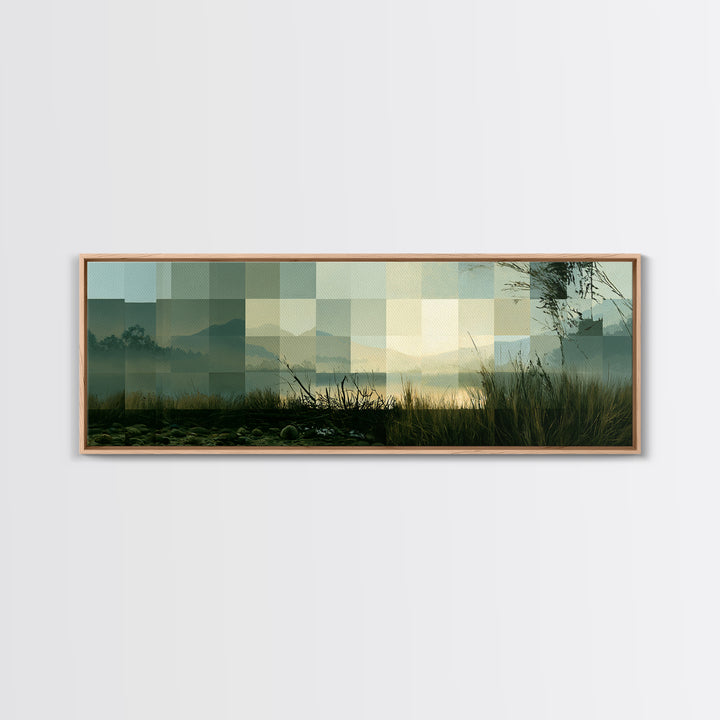 Playful Checkerboard Landscape Canvas Print, Eclectic Art, Printable, Living Room Decor, Fine Art, Eclectic, Printable Art, ECL-3x1-97