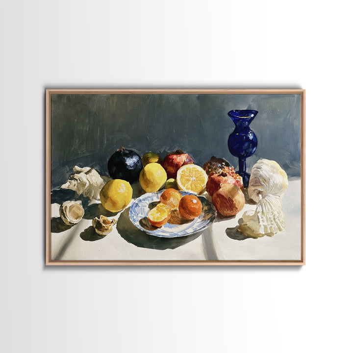Bold Maximalist Still Life Framed Canvas Print, Eclectic Art, Oil Painting, Living Room Decor, Eclectic, Dopamine Decor, ECL-3x2-31
