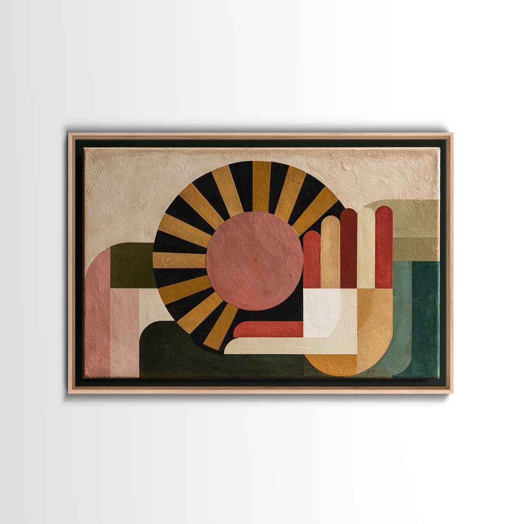 Geometric Sun and Hand Motif Canvas Print, Eclectic Art, Printable Art, Living Room Decor, Eclectic, Statement Artwork, ECL-3x2-43