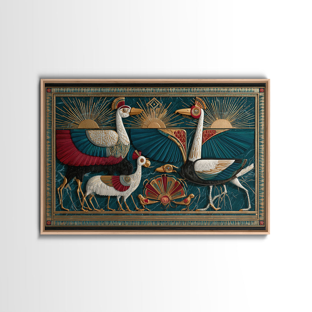 Folk Animal Parade Canvas Print, Eclectic Art, Digital Prints, Living Room Decor, Eclectic, Original Art, Abstract Art, ECL-3x2-49