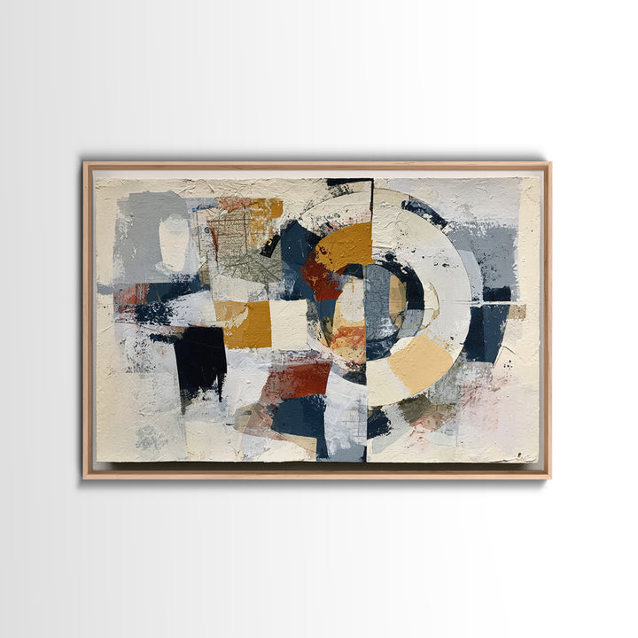 Abstract Shapes Layered Framed Canvas Print, Eclectic Art, Contemporary Art, Living Room Decor, Fine Art, Eclectic, ECL-3x2-8