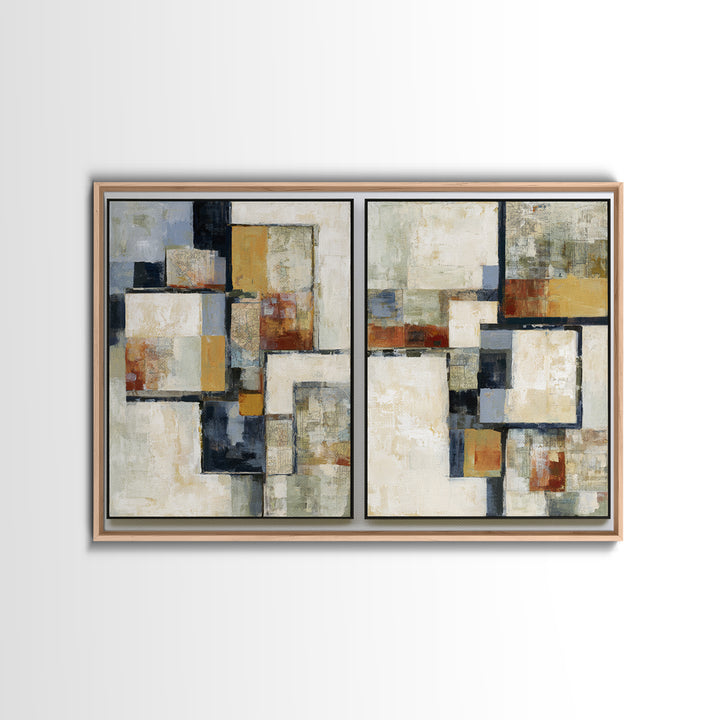 Abstract Shapes Layered Framed Canvas Print, Eclectic Art, Printable Art, Living Room Decor, Abstract Art, Eclectic, ECL-3x2-80