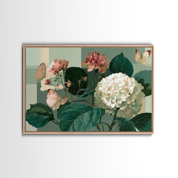 Botanical Collage with Butterflies and Old Paper Canvas Print, Eclectic Art, Printable, Living Room Decor, Fine Art, Eclectic, ECL-3x2-89