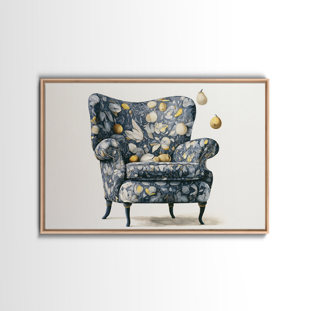 Whimsical Chair Still Life Framed Canvas Print, Eclectic Art, Luxury Decor, Living Room Decor, Fine Art, Eclectic, Art Print, ECL-3x2-90
