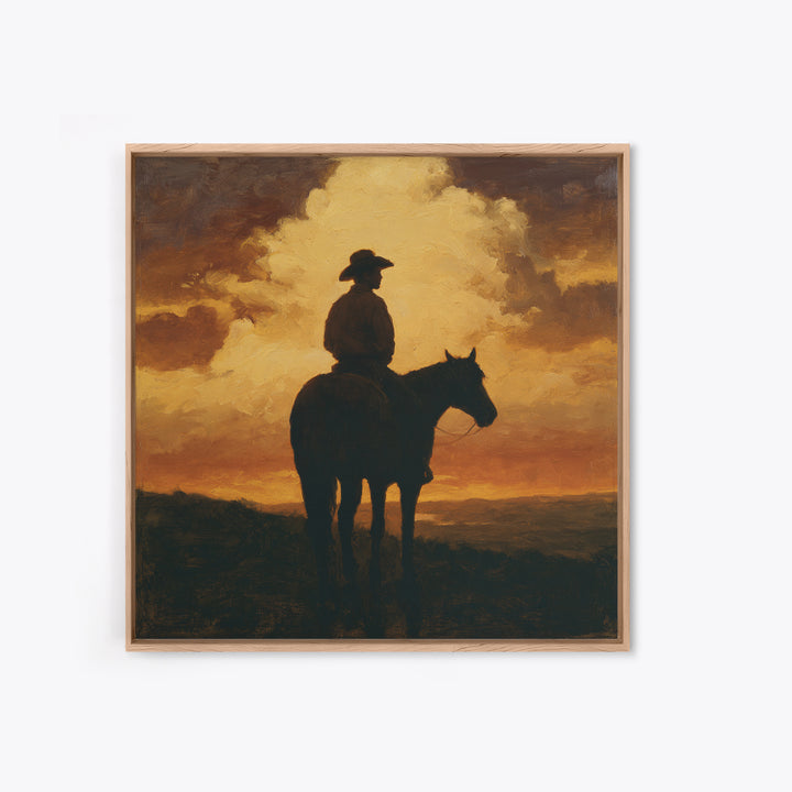Equestrian Rider Silhouette at Sunrise Canvas Print, Equestrian Art, Wall Art, Living Room Decor, Fine Art, Equestrian, EQU-1x1-99