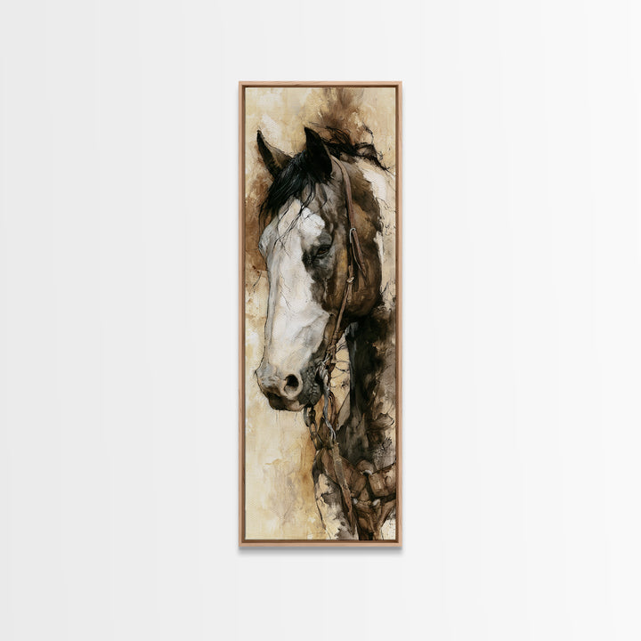 Horse Head Rendered Canvas Print, Equestrian Art, Gallery Wall Art, Living Room Decor, Fine Art, Equestrian, Textured Painting, EQU-1x3-18