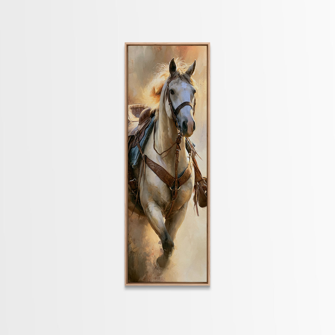Dressage Horse in Refined Classical Pose Canvas Print, Equestrian Art, Green Wall Art, Living Room Decor, Fine Art, Equestrian, EQU-1x3-22