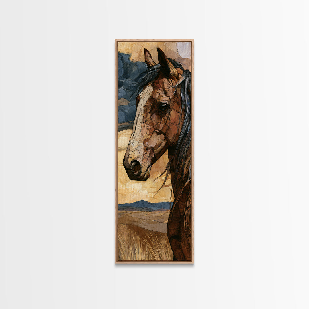 Horse Head Rendered Canvas Print, Equestrian Art, Art Print, Living Room Decor, Abstract Art, Equestrian, Large Wall Art, EQU-1x3-90