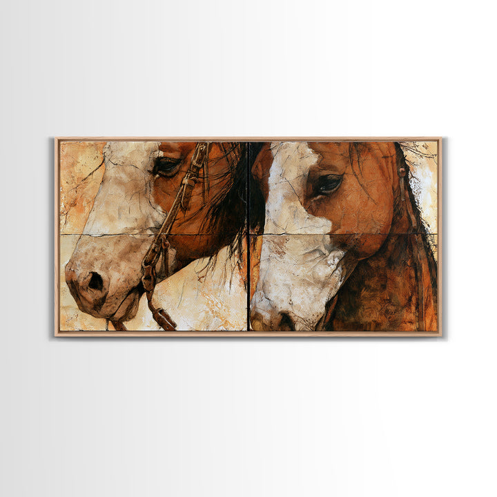 Horse Head Rendered Canvas Print, Equestrian Art, Living Room Decor, Abstract Art, Equestrian, Modern Wall Art, EQU-2x1-74