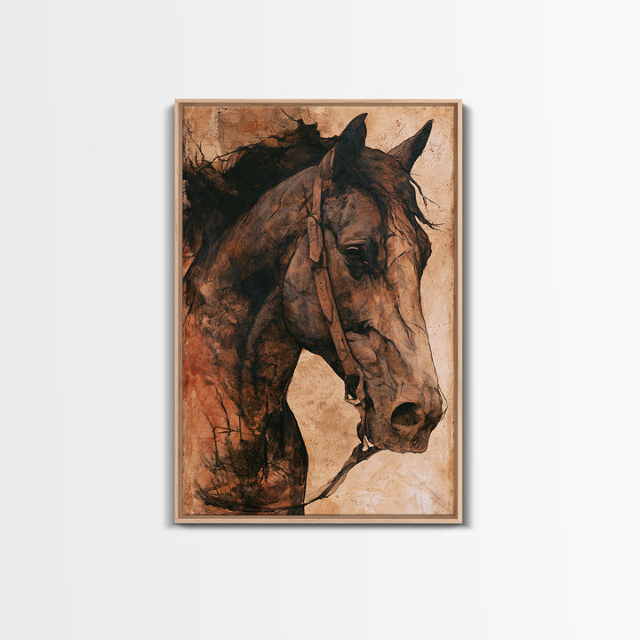 Horse Head Rendered Canvas Print, Equestrian Art, Art Print, Living Room Decor, Abstract Art, Equestrian, Large Wall Art, EQU-2x3-14