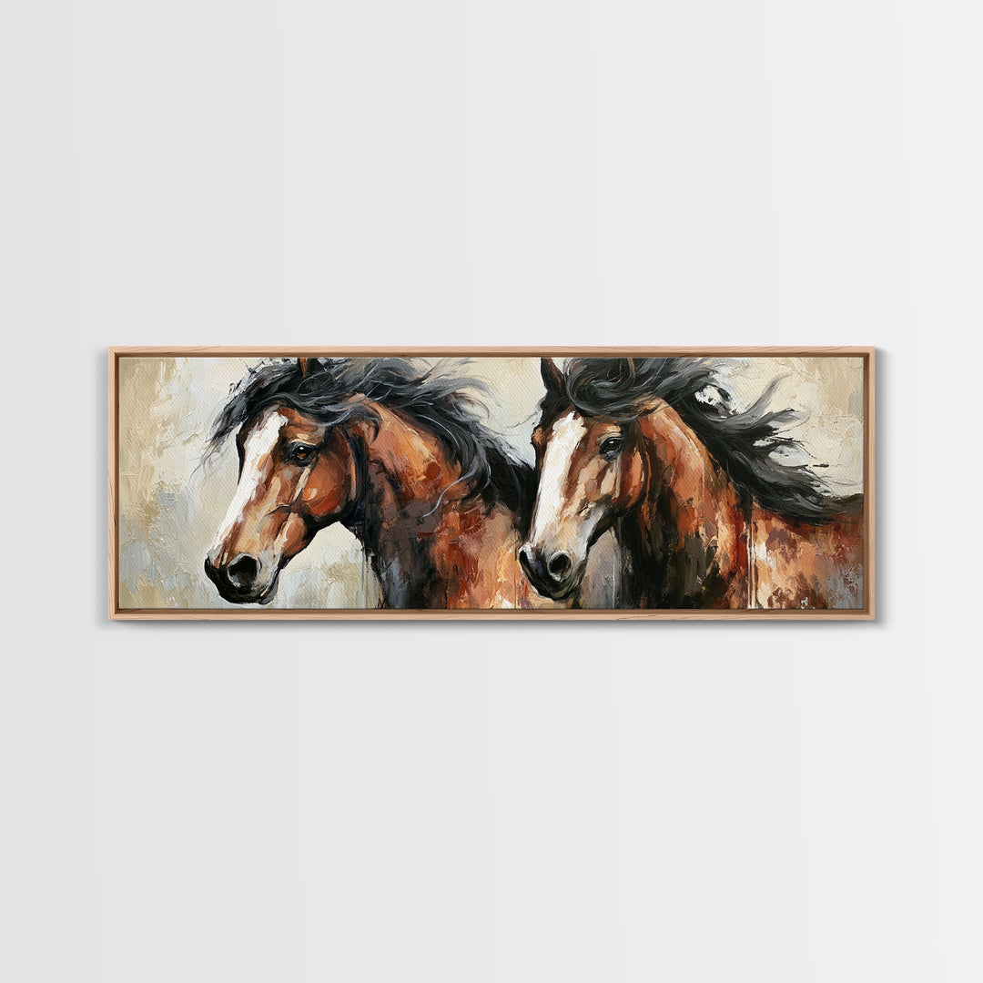 Chestnut Horse Portrait Framed Canvas Print, Equestrian Art, Farmhouse Wall Art, Living Room Decor, Fine Art, Equestrian, EQU-3x1-73
