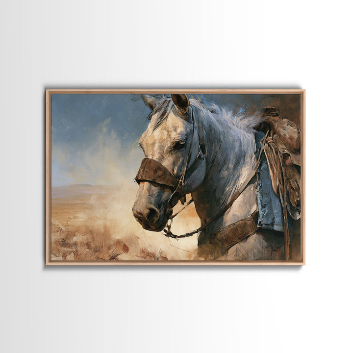 Horse Head Rendered Framed Canvas Print, Equestrian Art, Farmhouse Decor, Living Room Decor, Equestrian, French Country Decor, EQU-3x2-10