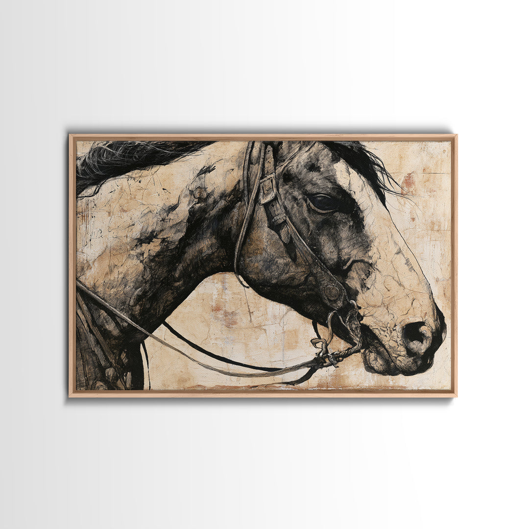 Horse Head Rendered Canvas Print, Equestrian Art, Western Decor, Living Room Decor, Abstract Art, Equestrian, EQU-3x2-58