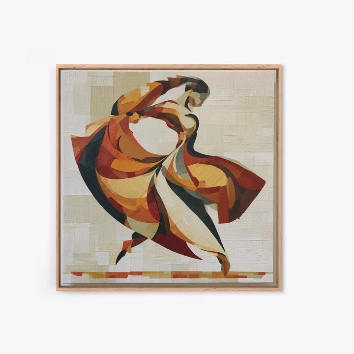 Dancer Figure Fractured into Vibrant Movement Canvas Print, Expressionist Art, Colorful Wall Art, Living Room Decor, Expression, EXP-1x1-100