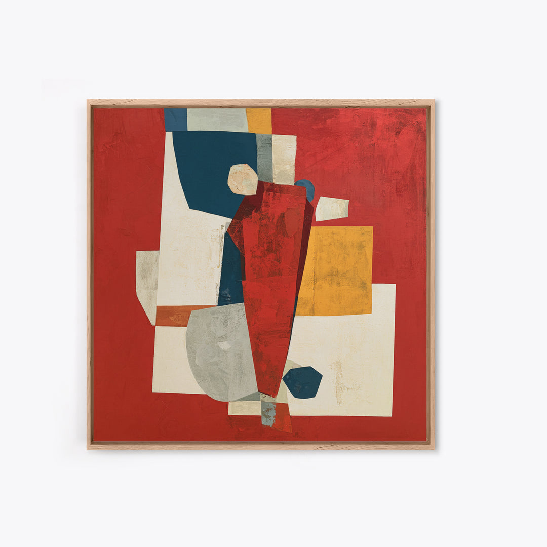 Red Room Interior Abstraction Without Realistic Furniture Canvas Print, Expressionist Art, Living Room Decor, Abstract Art, EXP-1x1-19
