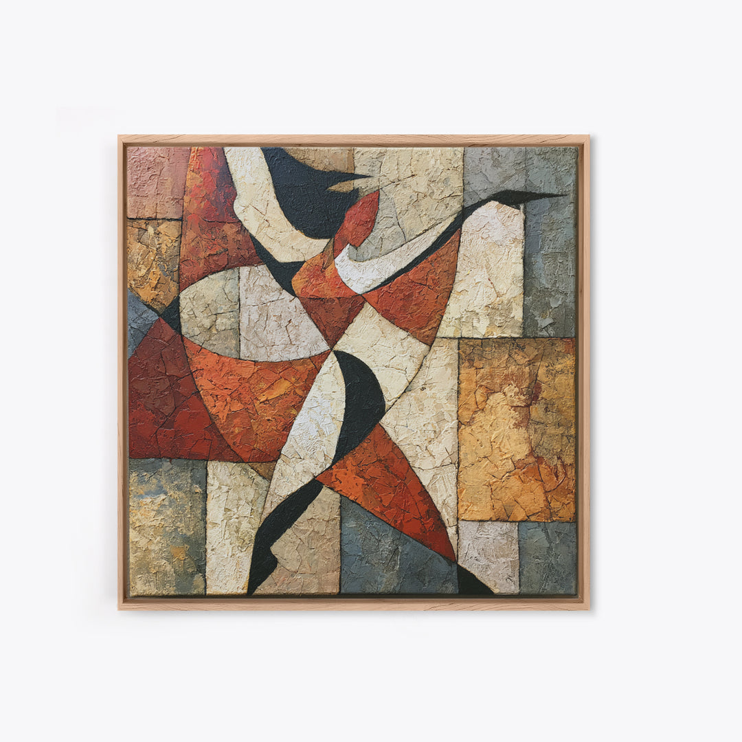 Dancer Figure Fractured into Vibrant Movement Canvas Print, Expressionist Art, Digital Art, Living Room Decor, Expression, EXP-1x1-28