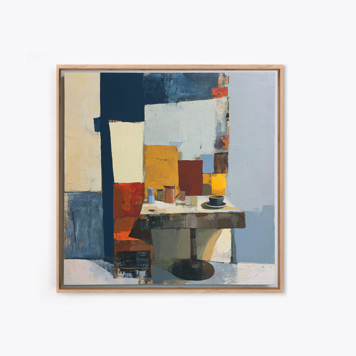 Lonely Caf Table Framed Canvas Print, Expressionist Art, Textured Painting, Living Room Decor, Fine Art, Expression, EXP-1x1-29
