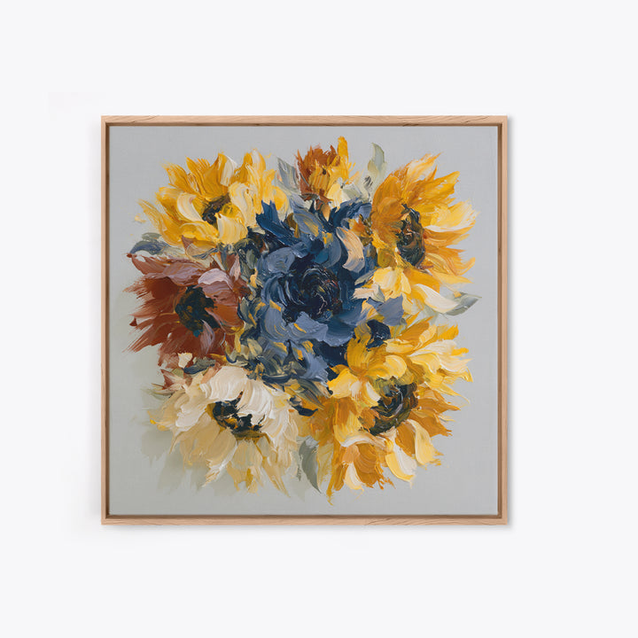 Sunflowers Twisting in Intense Painted Energy Canvas Print, Expressionist Art, Gallery Decor, Living Room Decor, Expression, EXP-1x1-32