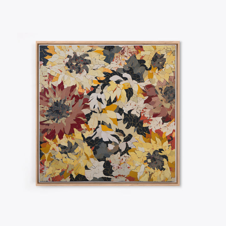Sunflowers Twisting in Intense Painted Energy Canvas Print, Expressionist Art, Large Wall Art, Living Room Decor, Expression, EXP-1x1-56