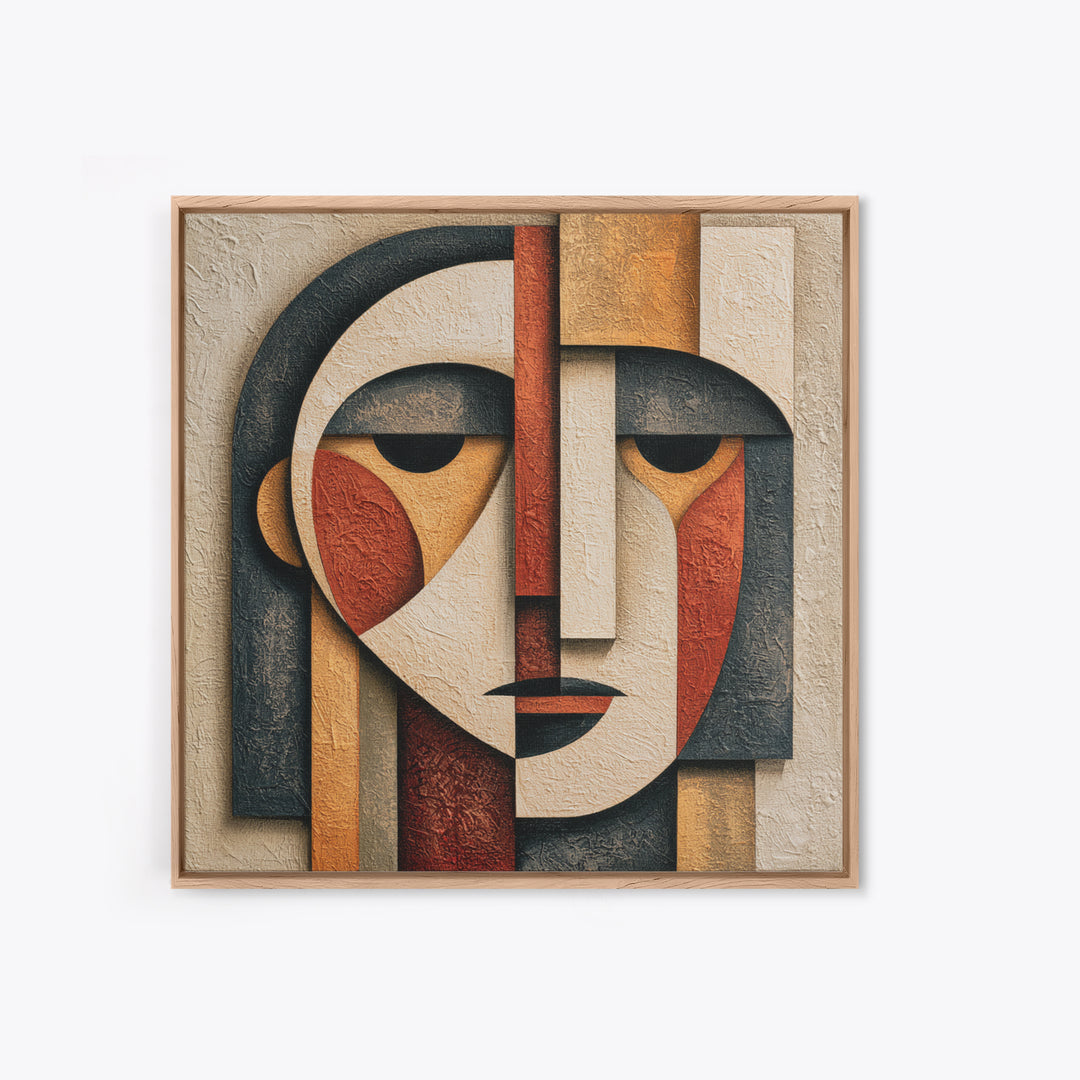 Abstract Face Split by Contrasting Emotions Canvas Print, Expressionist Art, Gallery Decor, Living Room Decor, Expression, EXP-1x1-59