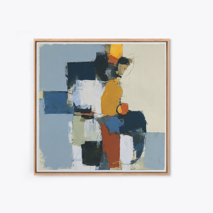 Seated Figure with Raw Gestural Outlines Framed Canvas Print, Expressionist Art, Abstract Art, Living Room Decor, Expression, EXP-1x1-7