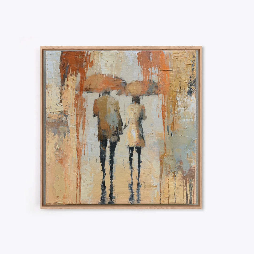 Couple Walking Through Rain Framed Canvas Print, Expressionist Art, Downloadable Prints, Living Room Decor, Expression, EXP-1x1-71