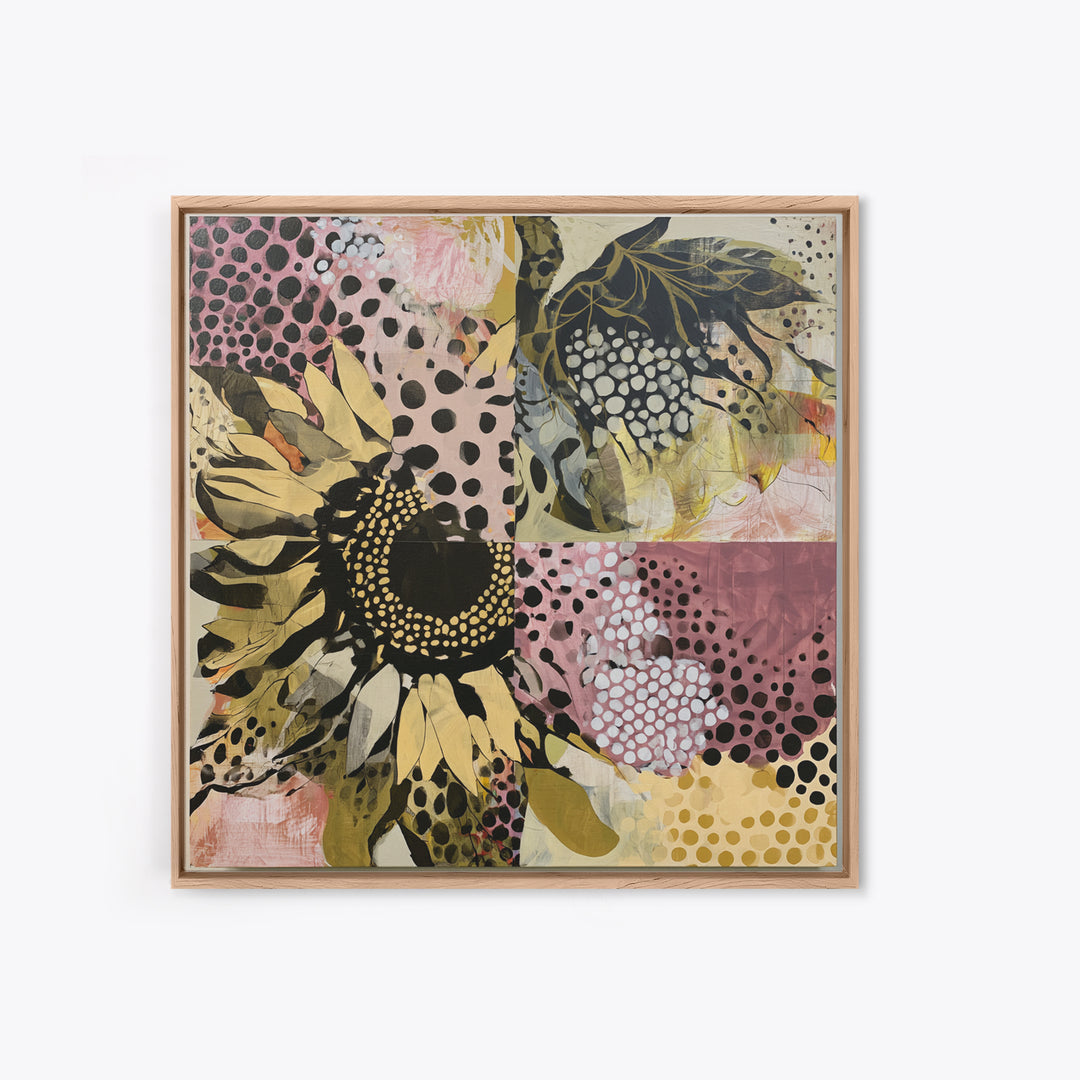 Sunflowers Twisting in Intense Painted Energy Canvas Print, Expressionist Art, Living Room Decor, Expression, EXP-1x1-8