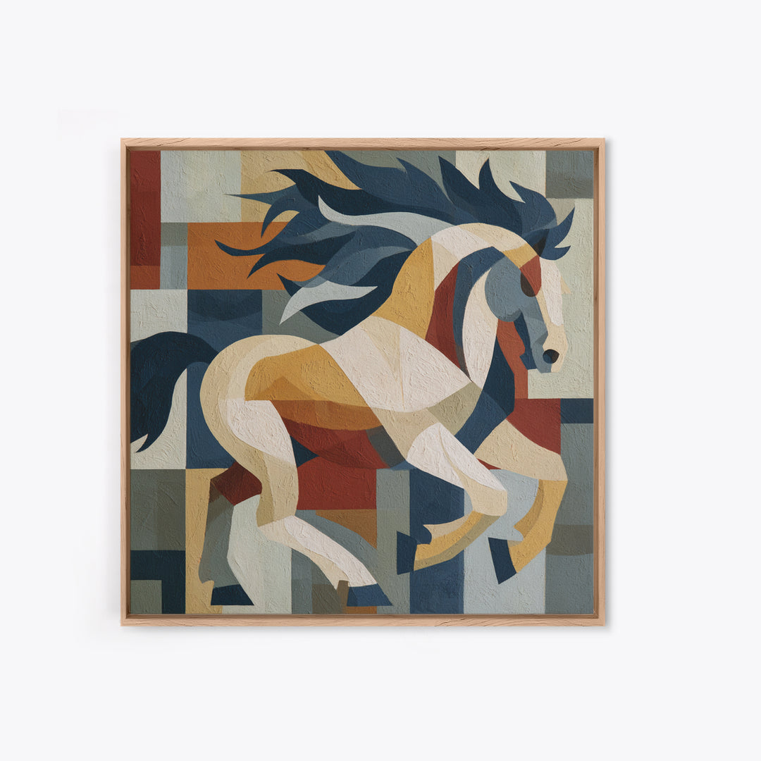 Expressionist Horse in Motion with Wild Mane Canvas Print, Expressionist Art, Boho Decor, Living Room Decor, Oil Painting, EXP-1x1-82