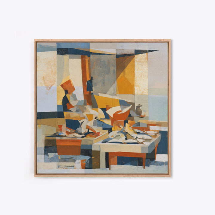 Fish Market Scene Canvas Print, Expressionist Art, Modern Decor, Living Room Decor, Abstract Art, Expression, Wall Decor, EXP-1x1-94
