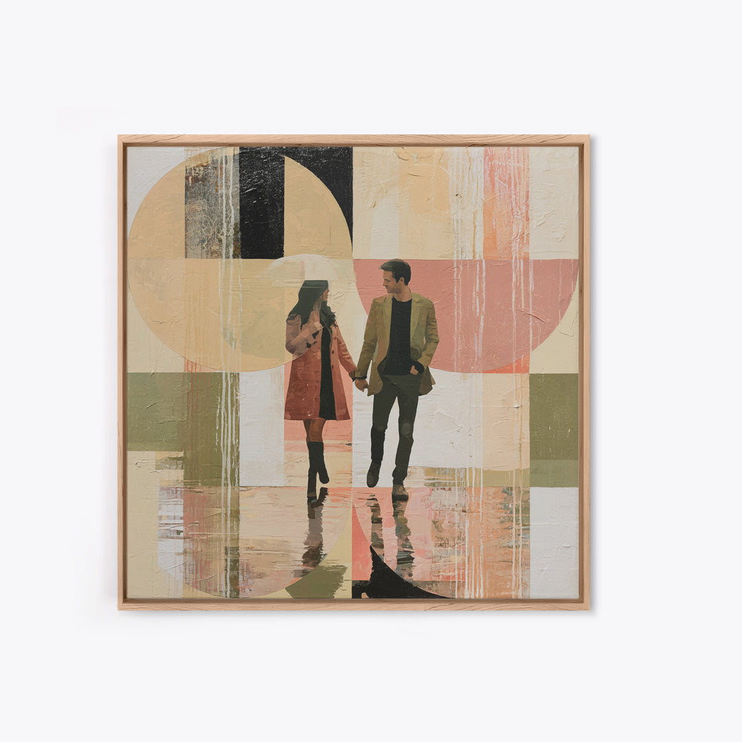 Couple Walking Through Rain Canvas Print, Expressionist Art, Fine Art Print, Living Room Decor, Fine Art, Expression, EXP-1x1-95